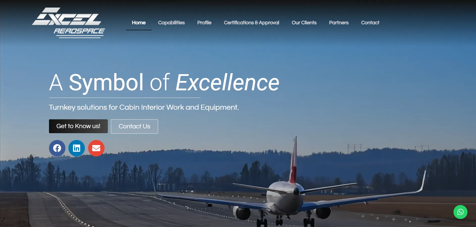 Excel Aerospace MRO website