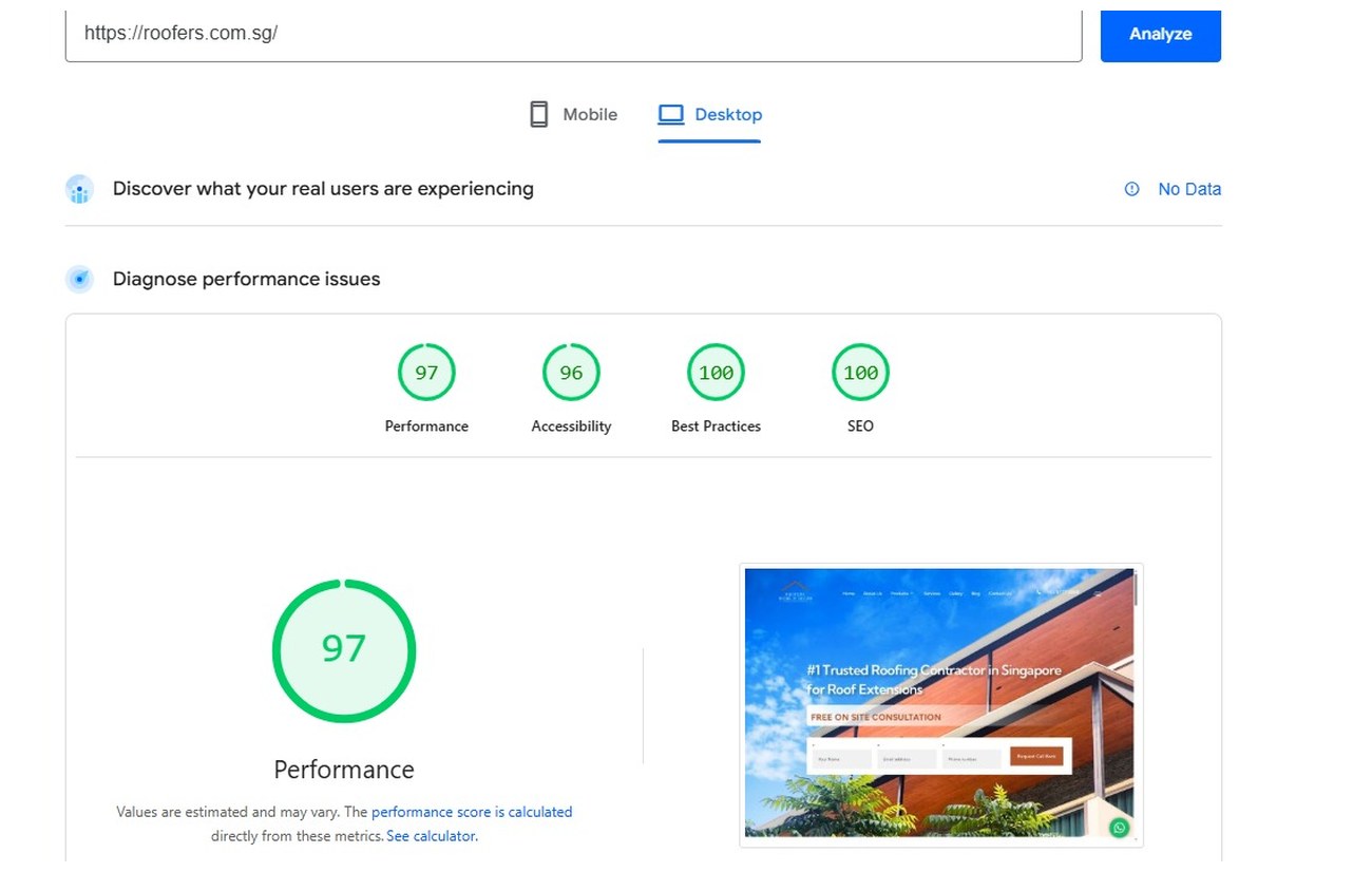 PageSpeed desktop after