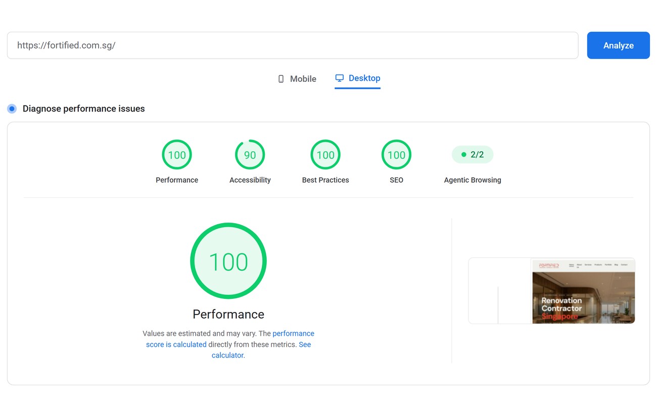 PageSpeed desktop after