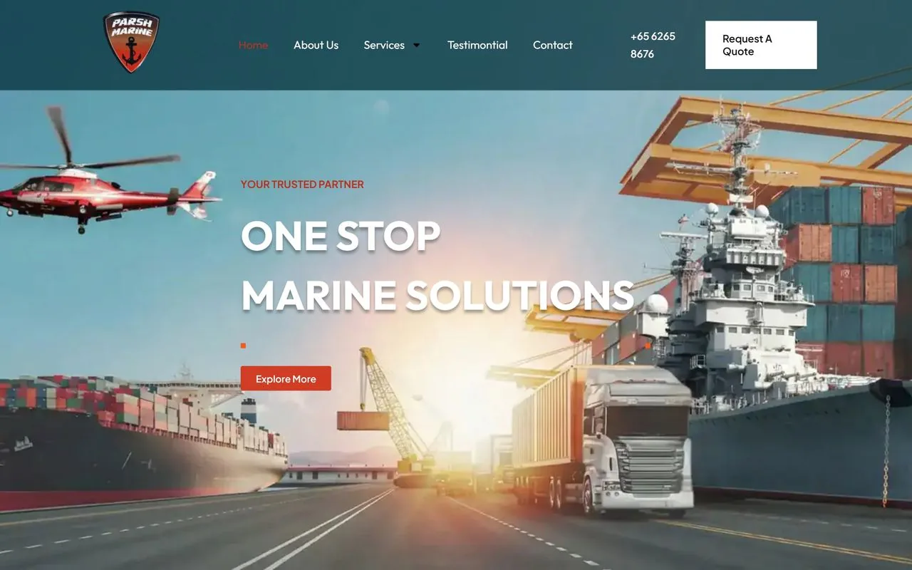 Marine agency and logistics corporate website designed by Upscaled Singapore