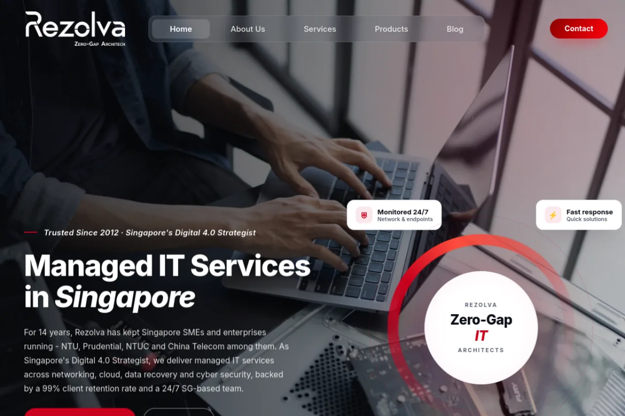 Corporate services and managed IT website designed by Upscaled Singapore