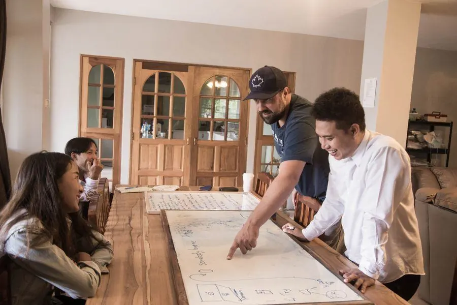 Project team mapping ecommerce store structure and launch stages together