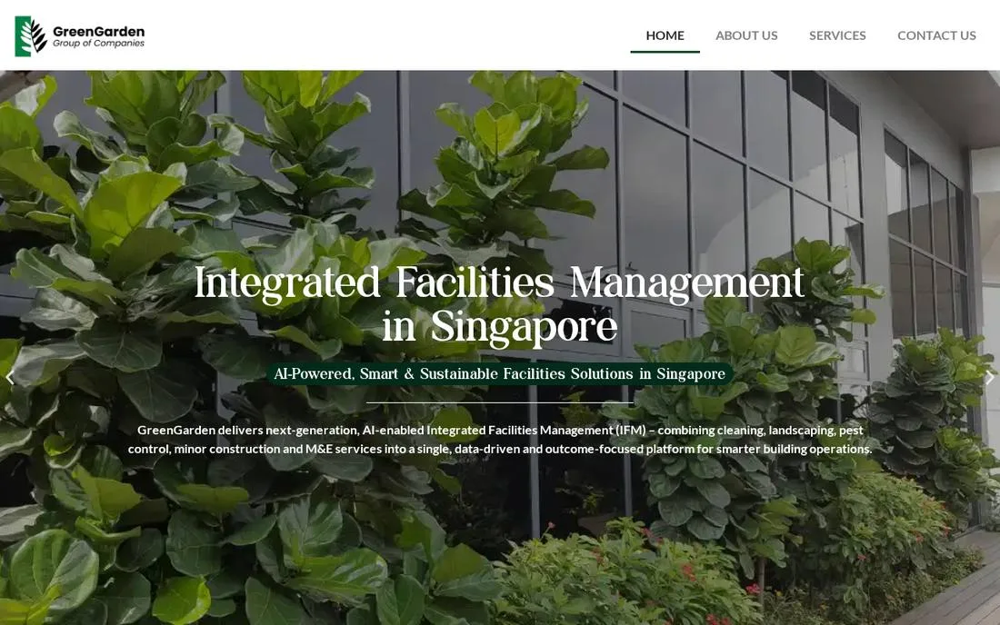 Greengarden website, an integrated facilities management client of this SEO agency Singapore