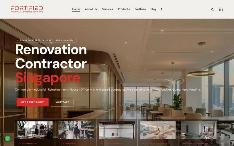 Fortified — renovation and reinstatement contractor website, an Upscaled SEO client