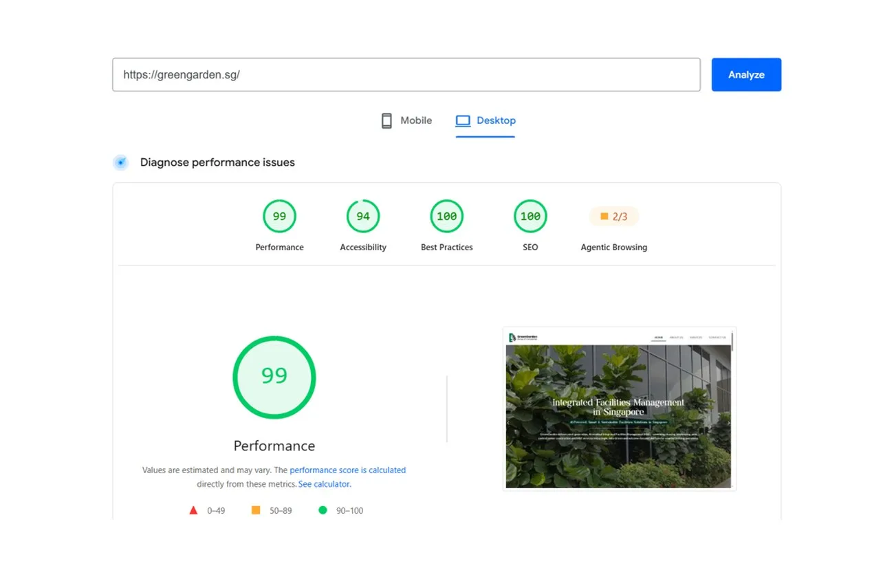 PageSpeed desktop after